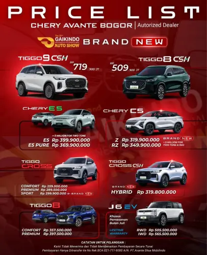 Pricelist Harga Chery antapani 2025